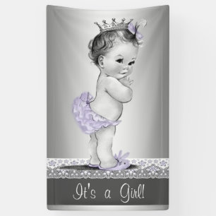 Lavendel Paars en Zilver Vintage Baby Borrel Spandoek
