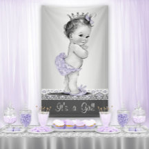 Lavendel Paars en Zilver Vintage Baby Borrel