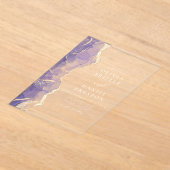 Lavendel Paars Goud Agaat Elegante Moderne Trouwda Acryl Uitnodigingen (Laagn)