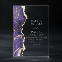 Lavendel Paars Goud Agaat Elegante Moderne Trouwda