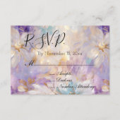 Lavendel Paars Goud Glam Bloem Bruiloft RSVP Informatiekaartje (Voorkant)