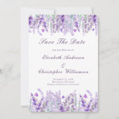 Lavendel Paars Groen Bloemig Waterverf Elegant Save The Date (Voorkant)