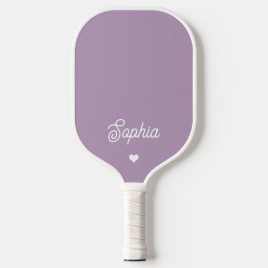 Lavendel Paars | Jouw naam in Script met hart Pickleball Paddle (Voorkant)
