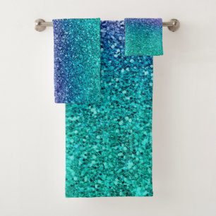 Lavendel Paars & Turquoise Aqua Groen Glitter Bad Handdoek