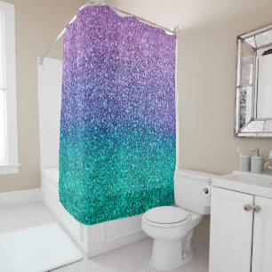 Lavendel Paars & Turquoise Aqua Groen Glitter Douchegordijn