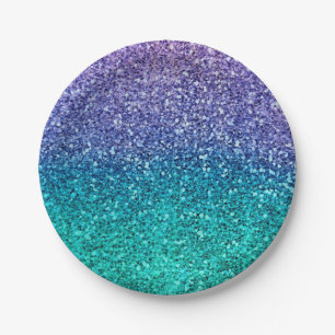 Lavendel Paars & Turquoise Aqua Groen Glitter Fees Papieren Bordje