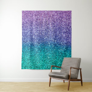 Lavendel Paars & Turquoise Aqua Groen Glitter Fees Wandkleed