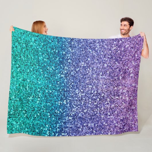 Lavendel Paars & Turquoise Aqua Groen Glitter Fleece Deken (In situ)