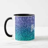 Lavendel Paars & Turquoise Aqua Groen Glitter Mok (Links)