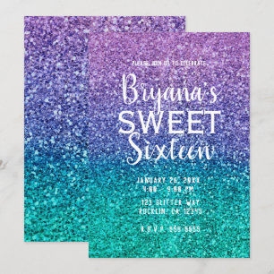 Lavendel Paars & Turquoise Aqua Groen Glitterende  Kaart
