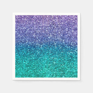Lavendel Paars & Turquoise Groen Glitter Feest Servet