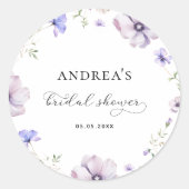 Lavendel Paars Violette Lente Bloemachtige Bruilof Ronde Sticker (Voorkant)