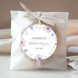 Lavendel Paars Viooltje Lente Bloemachtige Bruilof Ronde Sticker