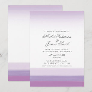 Lavendel Paars & Wit Modern Watercolor Bruiloft Kaart