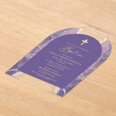 Lavendel Paarse agaat doop Modern Elegant Acryl Uitnodigingen (Laagn)