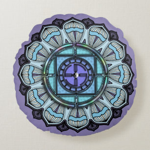 Lavendel Paarse Aqua Blue Mandala  Boho Rond Kussen