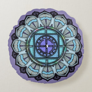 Lavendel Paarse Aqua Blue Mandala Boho Rond Kussen