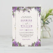 Lavendel Paarse Aquarel Budget QR Code Trouwen Kaart (Staand voorkant)