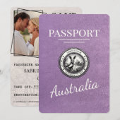 Lavendel Paarse Australië Paspoort Bewaar de datum Save The Date (Voorkant / Achterkant)