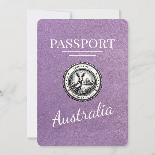 Lavendel Paarse Australië Paspoort Bewaar de datum Save The Date (Voorkant)