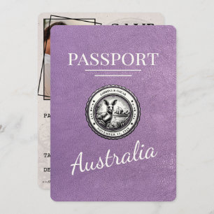 Lavendel Paarse Australië Paspoort Bewaar de datum Save The Date