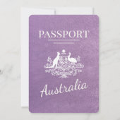 Lavendel Paarse Australië Paspoort bruiloft Kaart (Achterkant)