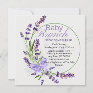 Lavendel/Paarse Baby shower/Baby brunch uitnodigin Kaart