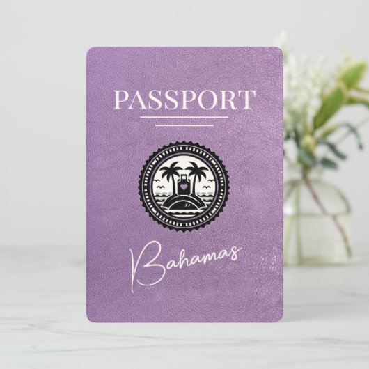 Lavendel Paarse Bahamas Paspoort Bewaar de datum Save The Date (Staand voorkant)