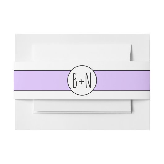 Lavendel paarse band en initialen bruiloft uitnodigingen wikkel (Voorkant Voorbeeld)