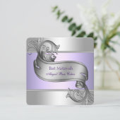 Lavendel Paarse Bat Mitzvah Kaart (Staand voorkant)