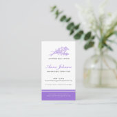 Lavendel paarse bedrijfsfoto op maat visitekaartje (Staand voorkant)