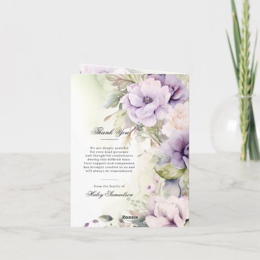 Lavendel Paarse Begrafenisprogramma | FOTO Kaart (Achterkant)