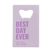 Lavendel Paarse beste dag ooit bruiloft gunst Creditkaart Flessenopener (Achterkant)