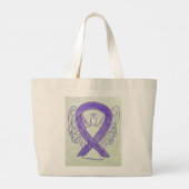 Lavendel Paarse Bewustzijnslint Aangepaste Canvas  Grote Tote Bag (Achterkant)