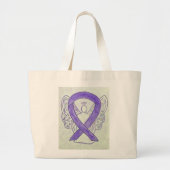 Lavendel Paarse Bewustzijnslint Aangepaste Canvas  Grote Tote Bag (Voorkant)