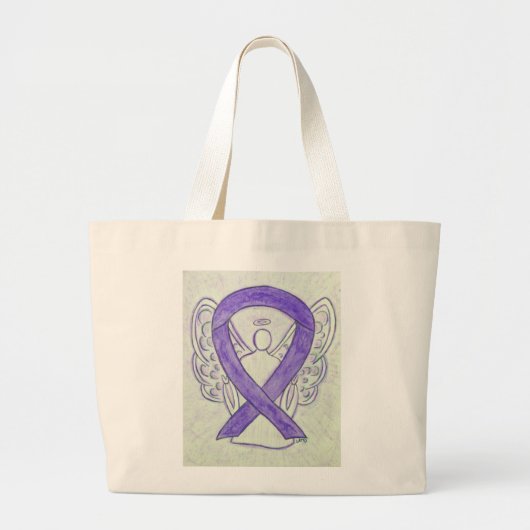 Lavendel Paarse Bewustzijnslint Aangepaste Canvas  Grote Tote Bag (Voorkant)