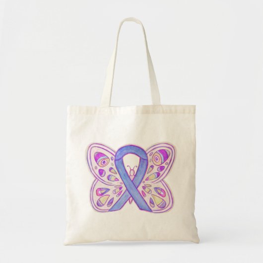 Lavendel Paarse Bewustzijnslint Aangepaste Canvas  Tote Bag (Voorkant)