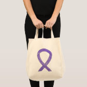 Lavendel Paarse Bewustzijnslint Aangepaste Canvas  Tote Bag (Voorkant (product))