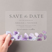Lavendel Paarse bladeren bruiloft save the date Acryl Uitnodigingen (Insitu (Draagbaar))