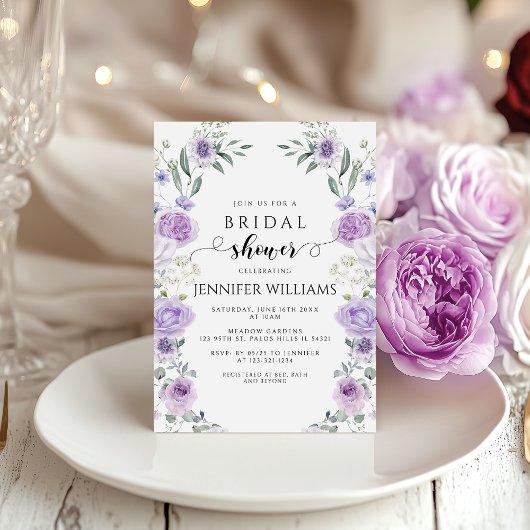 Lavendel Paarse Bloem Boho Krans Bruidsdouche Kaart