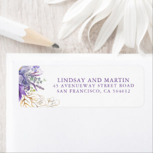 Lavendel Paarse Bloem Botanische Chic Bruiloft Etiket