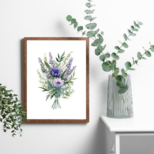 Lavendel Paarse bloem Eucalyptus groen boeket Poster