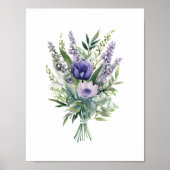 Lavendel Paarse bloem Eucalyptus groen boeket Poster (Voorkant)