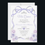 Lavendel Paarse Bloemboog Lijst Silver Mis Quince Kaart<br><div class="desc">EDITABLE Lavendel Paarse Floral Bow Lijst Silver Mis Quince Invitation Elegant Quinceañera Lavendel Paarse Floral Princess Silver Crown Invitation Mis Quince 15 Anos,  16e Verjaardagsfeest</div>