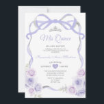 Lavendel Paarse Bloemboog Lijst Silver Mis Quince Kaart<br><div class="desc">EDITABLE Lavendel Paarse Floral Bow Lijst Silver Mis Quince Invitation Elegant Quinceañera Lavendel Paarse Floral Princess Silver Crown Invitation Mis Quince 15 Anos,  16e Verjaardagsfeest</div>
