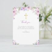 Lavendel paarse Bloemdoop Dankjewel Kaart (Staand voorkant)
