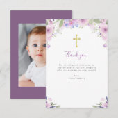 Lavendel paarse Bloemdoop Dankjewel Kaart (Voorkant / Achterkant)