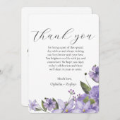 Lavendel paarse bloemen 50e bruiloft Dank u Kaart (Voorkant / Achterkant)