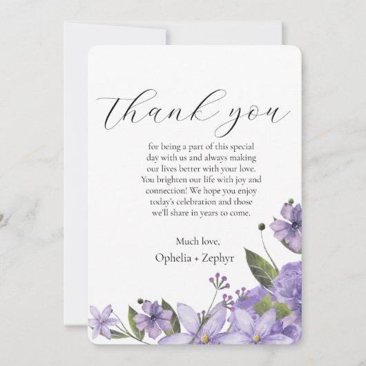 Lavendel paarse bloemen 50e bruiloft Dank u Kaart (Voorkant)