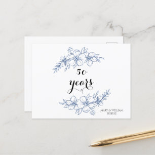 Lavendel paarse bloemen 50ste huwelijksverjaardag briefkaart